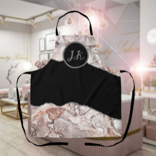 Black Pink Professional Marble Agate Glam  Apron