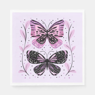 Black, Pink, Purple Butterflies Napkin