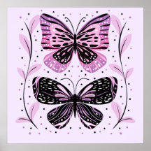 Black, Pink, Purple Butterflies 