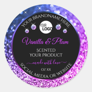 Black Pink Purple Glitter Stars Logo Product Label