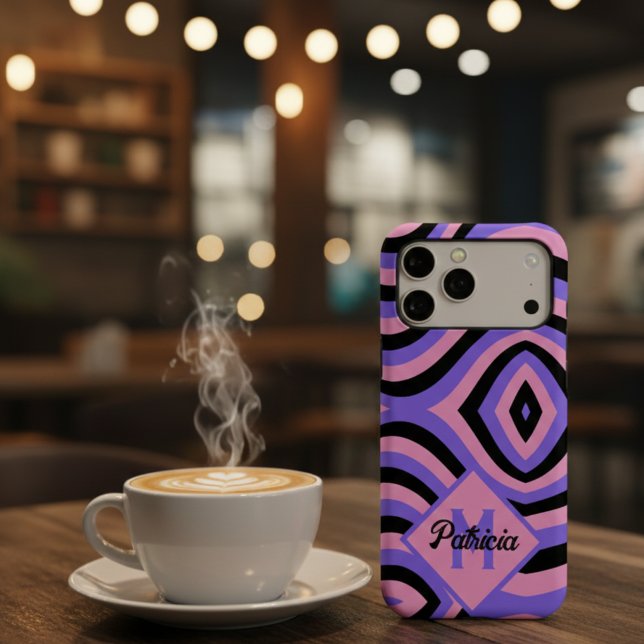 Black pink purple Groovy psychedelic 70s Monogram  (Creator Uploaded)