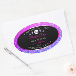 Black Pink Purple Ombre Glitter Product Label Logo
