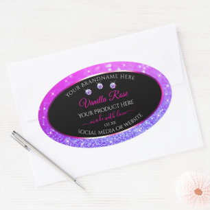 Black Pink Purple Ombre Glitter Product Labels