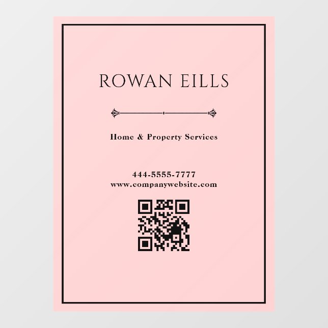 Black Pink QR Code Office door sign (Sheet)