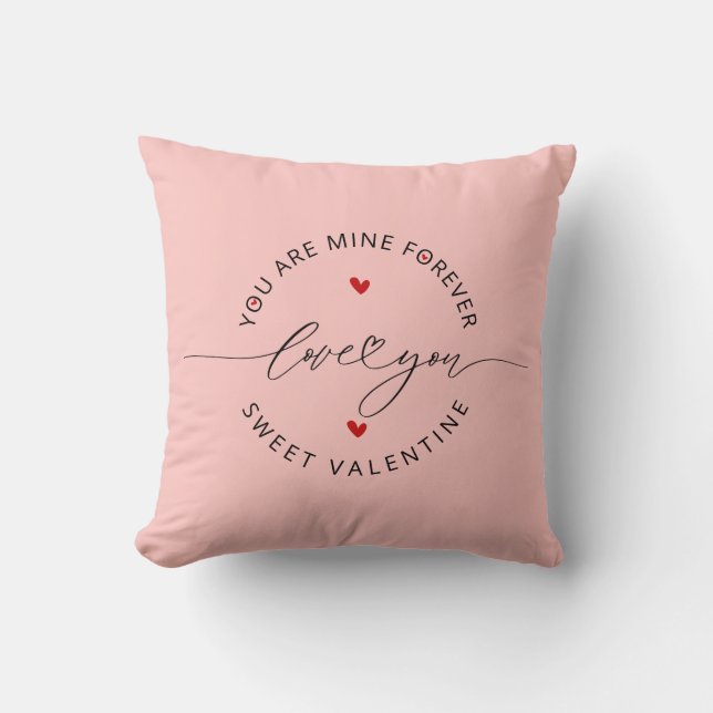 Black Pink Red Simple Minimalist Love Valentine's Cushion (Front)