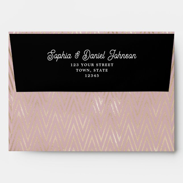 Black Pink Rose Gold Envelope (Back (Top Flap))
