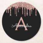 Black Pink Rose Gold Glitter Monogram Birthday