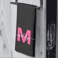 Black Pink Script Name Monogram
