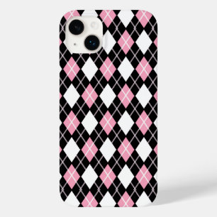 Black & Pink Seamless Argyle Pattern Case-Mate iPhone 14 Plus Case