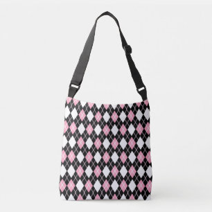 Black & Pink Seamless Argyle Pattern Crossbody Bag