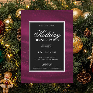 Black & Pink Sequins Xmas Holiday Dinner Party Invitation