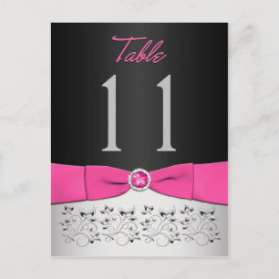 Black, Pink, Silver Floral Table Number Postcard