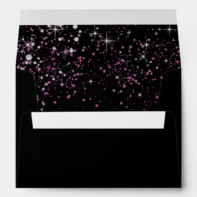 Black Pink Sparkle Glitter envelopes (Back (Bottom))