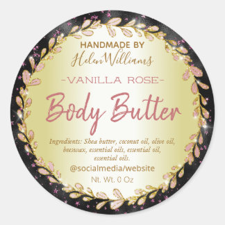 Black Pink Sparkles Gold Body Butter Labels