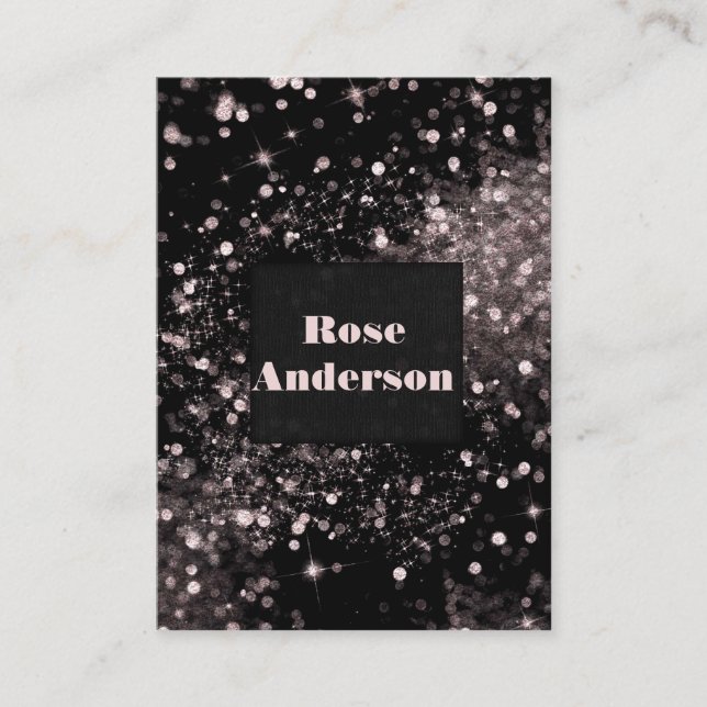 Black & Pink Sparkling Lights Glam Sparkle Glitter Business Card (Front)