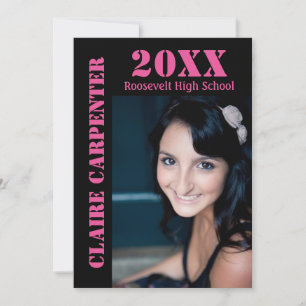 Black/Pink Stencil Letters - Grad Announcement