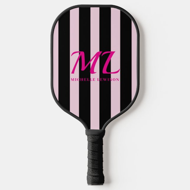 Black Pink Stripe Pickleball Paddle (Front)