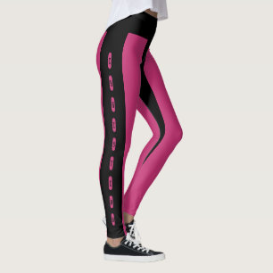 Black Pink Stripes Pattern Custom Name Christina Leggings