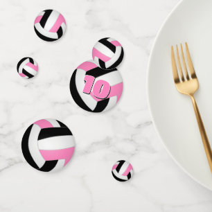 black pink team colours girls volleyball party confetti