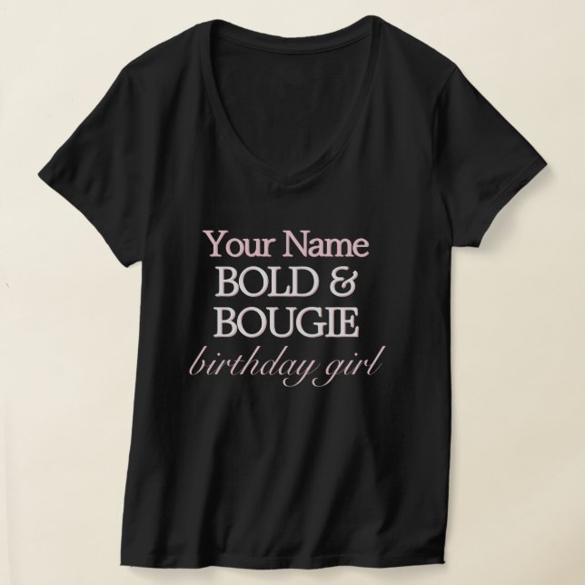 Black Pink Tiffany Theme Bold Bougie Birthday Girl T-Shirt (Laydown)