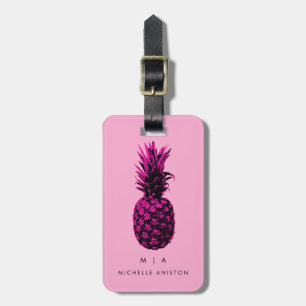 Black Pink Trendy pineapple Monogram Custom Luggage Tag