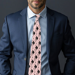 Black Pink Tribal Dragon Tie