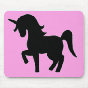 Black pink unicorn silhouette mouse pad