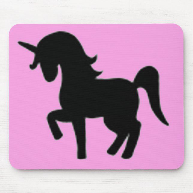 Black pink unicorn silhouette mouse pad (Front)