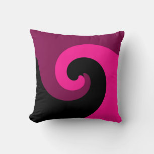 Black Pink Violet Retro Painting Abstract Art Deco Cushion