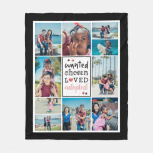 Black Pink Wanted Chosen Loved Adopted Collage Fleece Blanket