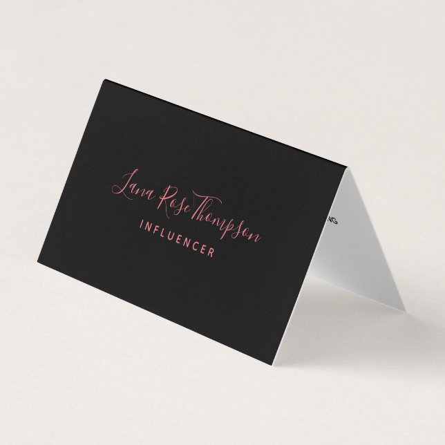 Black Pink Watercolor Social Media Photo & Logo Business Card (Front)