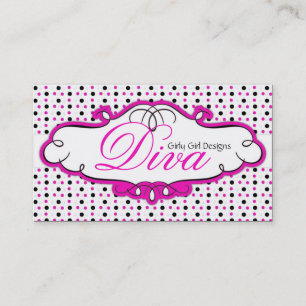 Black/Pink/White Polka Dot Design  Business Card