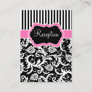 Black Pink White Stripe Damask Enclosure Card