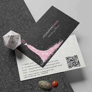 Black Pink & White Wedding Dress & Vintage Lace Business Card