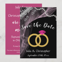 Black & Pink with Wedding Rings & Silver
