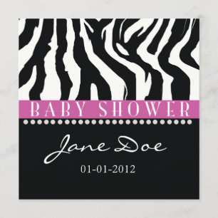 Black & Pink Zebra Baby Shower Invitations
