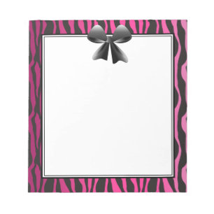 Black Pink Zebra Stripes with Bow Notepad
