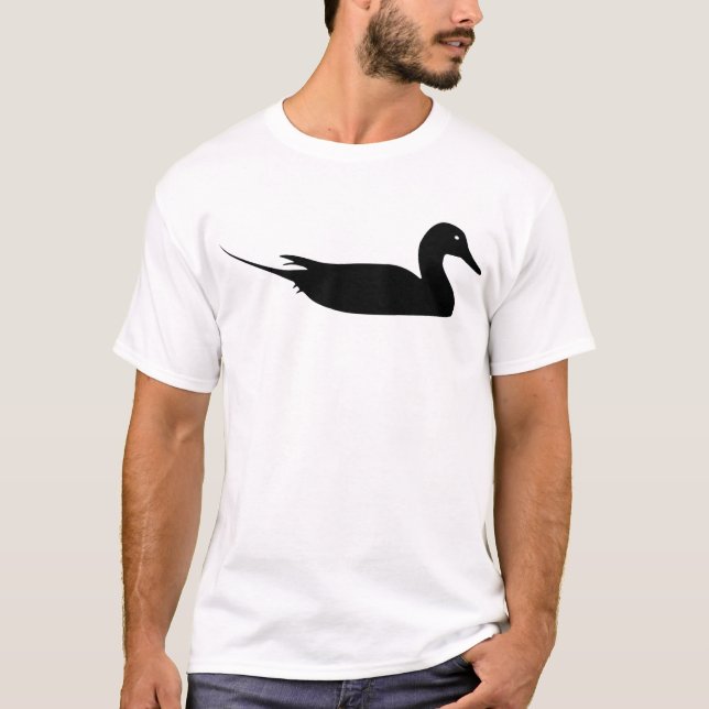 Black Pintail Duck Bird Print T-Shirt (Front)