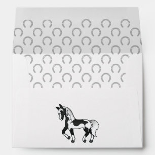 Black Pinto Cartoon Trotting Horse Illustration Envelope