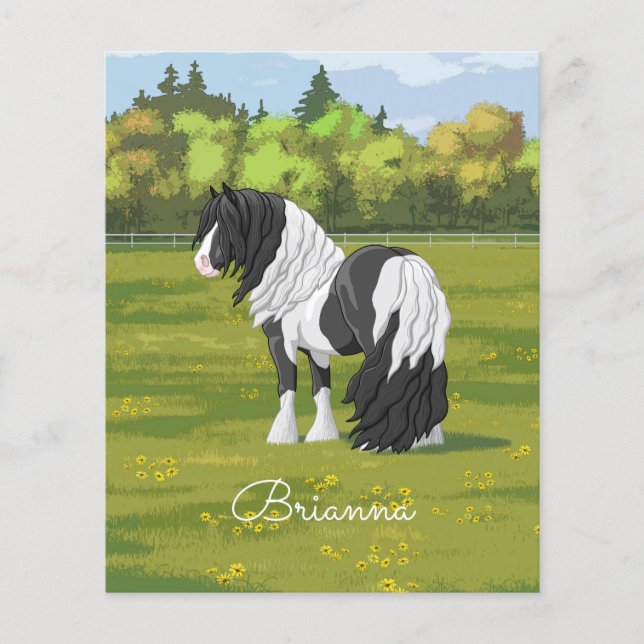 Black Pinto Piebald Gypsy Vanner Draught Horse (Front)