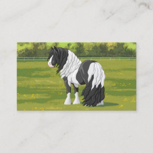 Black Pinto Piebald Gypsy Vanner Draught Horse Business Card