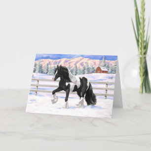 Black Pinto Piebald Gypsy Vanner Draught Horse Card
