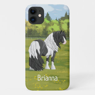 Black Pinto Piebald Gypsy Vanner Draught Horse Case-Mate iPhone Case