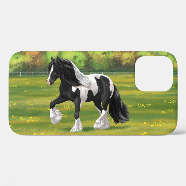 Black Pinto Piebald Gypsy Vanner Draught Horse Case-Mate iPhone Case (Back (Horizontal))