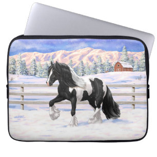 Black Pinto Piebald Gypsy Vanner Draught Horse Laptop Sleeve