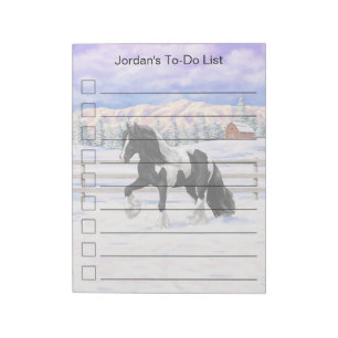 Black Pinto Piebald Gypsy Vanner Draught Horse Notepad
