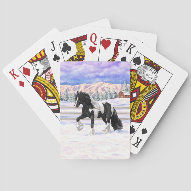 Black Pinto Piebald Gypsy Vanner Draught Horse Playing Cards (Back)