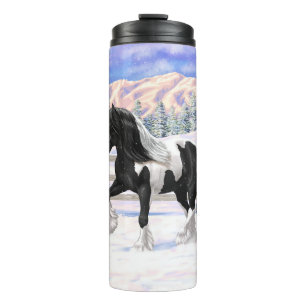 Black Pinto Piebald Gypsy Vanner Draught Horse Thermal Tumbler