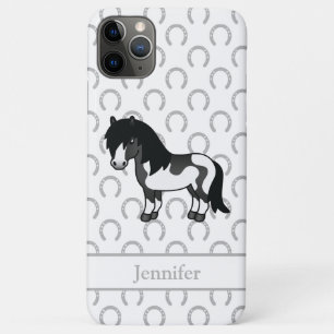 Black Pinto Shetland Pony Cartoon Illustration Case-Mate iPhone Case