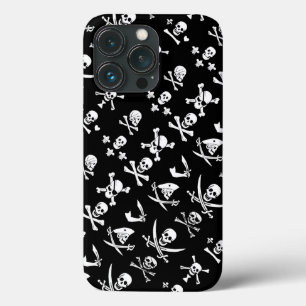 BLACK PIRATE BANNERS SKULL,CROSSED BONES,SWORDS iPhone 13 PRO CASE